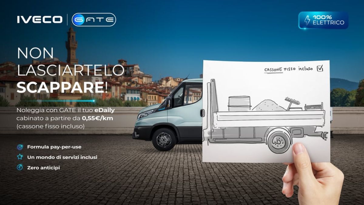 Noleggia con GATE il tuo eDaily cabinato 100% elettrico a partire da 0,55€/km - AUTO INDUSTRIALE BERGAMASCA